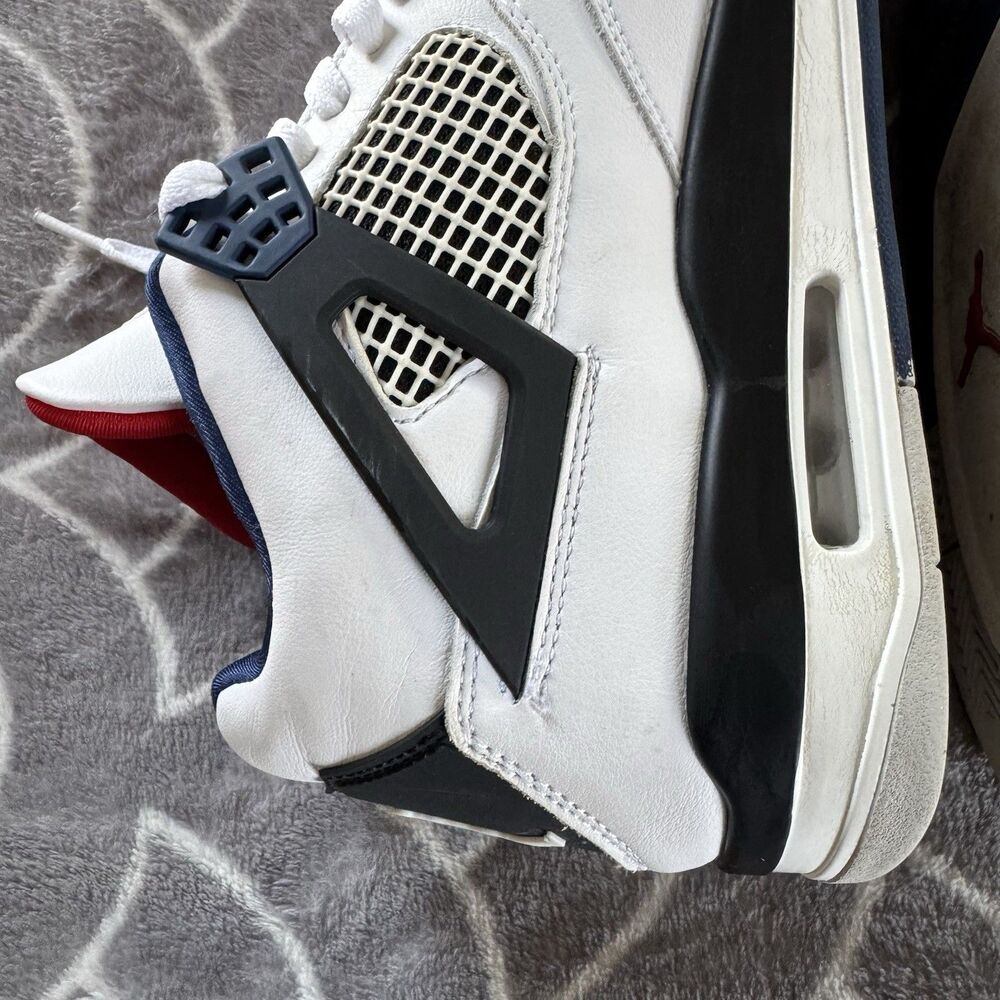 Jordan Air Jordan 4 Retro White Navy Black Men's Sneaker Size 10 - Picture 11 of 16